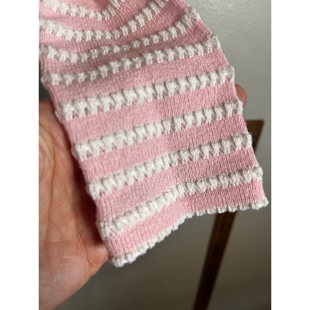 Colorful Knit Sweater Crop Top Pink S Striped Y2K Feminine Festival Concert 80s - Picture 3 of 7